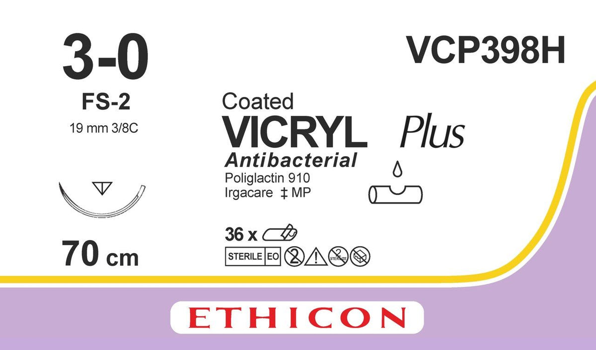 Vicryl Plus Hechtdraad 3-0 FS-2, Violet – VCP398H, 36 stuks