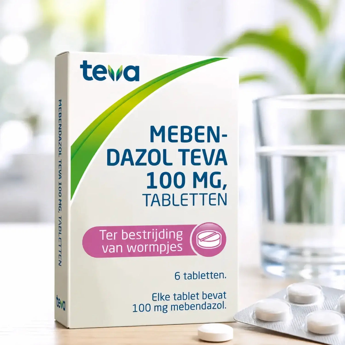 Wormkuurtabletten Teva Mebendazol 100 mg - 6 tabletten