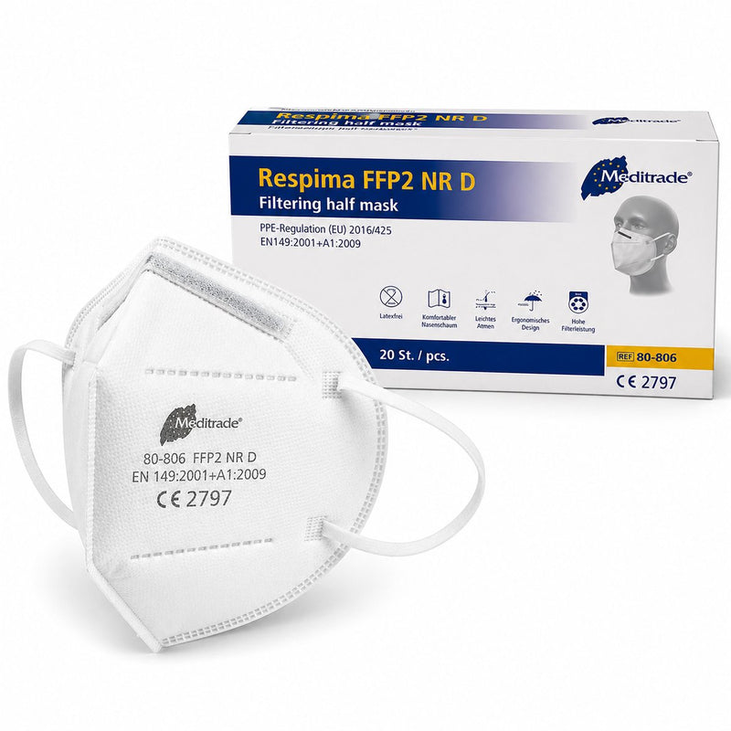 Respima FFP2 NR D Atemschutzmaske KSC001 – 20 Stück – Weiß – Einzeln Verpackt