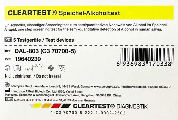 Cleartest Speeksel Alcohol Test – Snelle en Betrouwbare Alcohol Zelftest 5 stuks