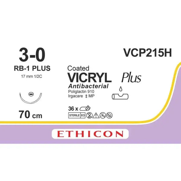 Vicryl Plus Suture Undyed 3-0 RB-1 PLUS Needle 70 cm VCP215H Box of 36