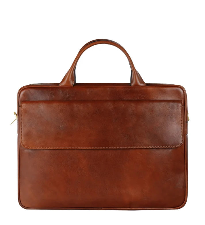 Leder Aktentasche – Laptoptasche – The Sheltering Sky – Cognac Braun