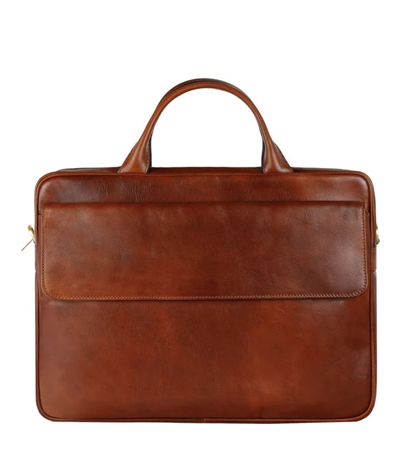 Leren Aktetas – Laptoptas – The Sheltering Sky – Cognac Bruin