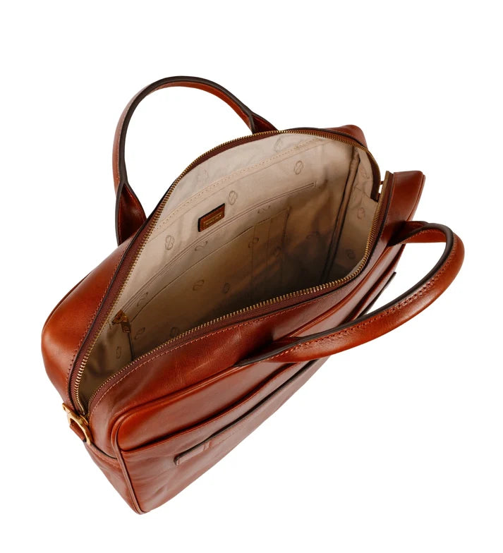 Leder Aktentasche – Laptoptasche – The Sheltering Sky – Cognac Braun
