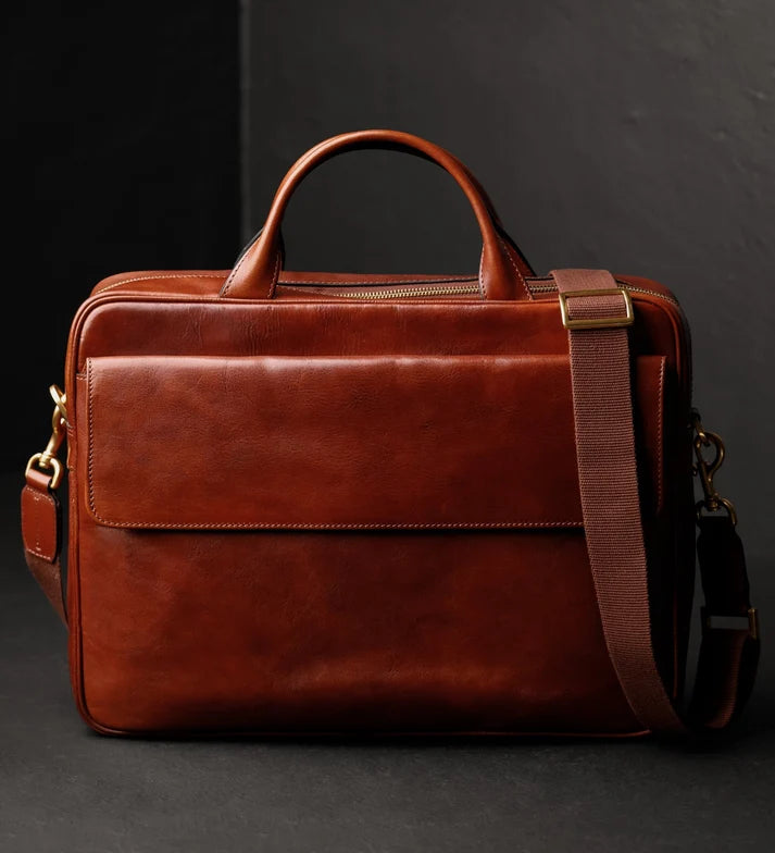 Leder Aktentasche – Laptoptasche – The Sheltering Sky – Cognac Braun