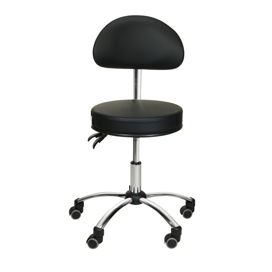 ollhocker mit Rückenlehne – Schwarz – Höhenverstellbar