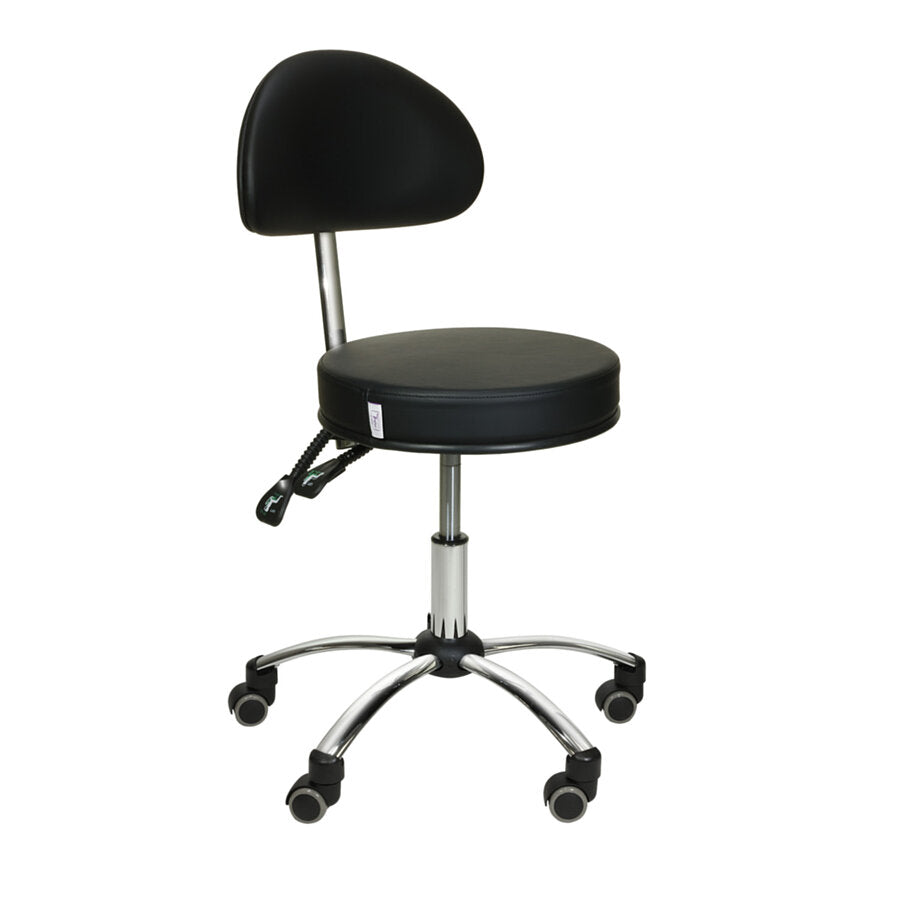 ollhocker mit Rückenlehne – Schwarz – Höhenverstellbar