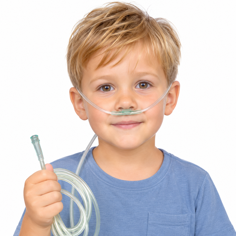 DCT SOFT zachte zuurstofbril voor kleine kinderen met 2,10 meter O2-slang