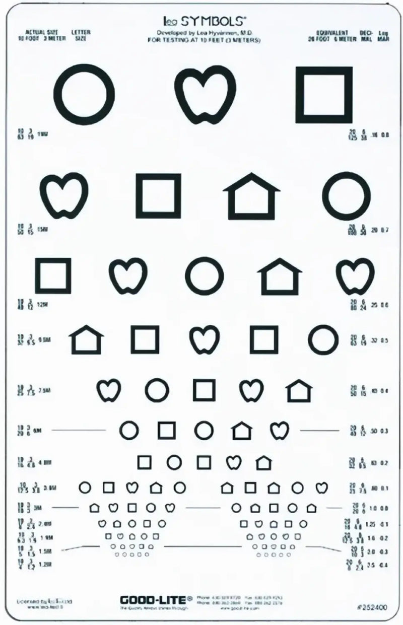 Good-Lite LEA™-Symbole Sehtafel 3 m – lichtdurchlässige Visustesttafel