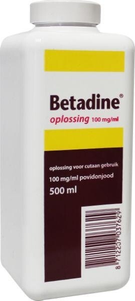 wet Sandalen Visser Betadine Jodium oplossing 100 mg/ml 500 ml | Medische Vakhandel